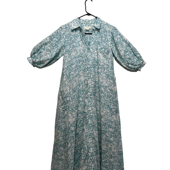 Anthropologie The Irene Linen Long Shirt Dress XXS Puff Sleeve Dainty Prairie - Picture 7 of 16